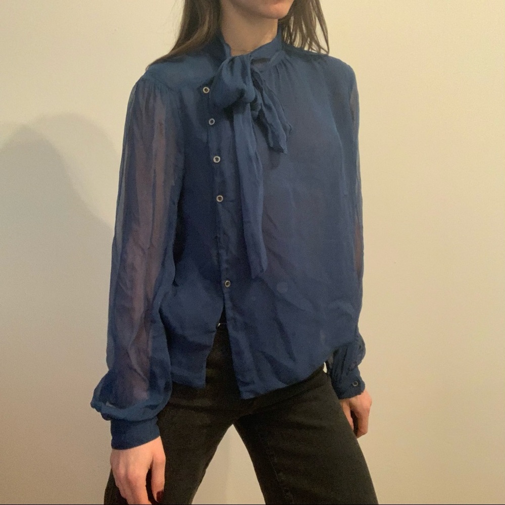 Free People Button Up Blouse with Tie